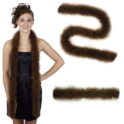 ZUCKER Marabou Feather Boas - Fluffy Costume Accessories, for Halloween Party, Carnival, Crafts, Dancing - Brown - 3-Pack