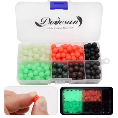 Dovesun Soft Rubber Fishing Beads - Round 0.31in (250pcs) with Tackle-Box - 7 Colors