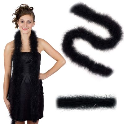 ZUCKER Marabou Feather Boas - Fluffy Costume Accessories, for Halloween Party, Carnival, Crafts, Dancing - Black/Black Lurex - 3 Pack