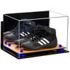 Better Display Cases Acrylic Kids Shoes Display Case - Medium Rectangle Box with Mirror Case, Navy Blue Risers, Wall Mount and Wood Base 12" x 8.25" x 8" (V41/A004) view 1