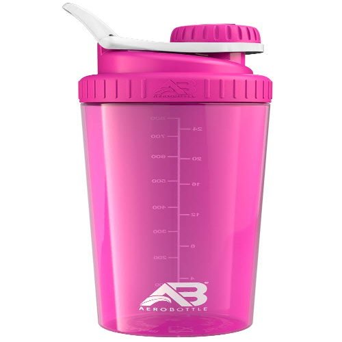 AeroBottle Primus Crystal Shaker Cup Twist Cap Water Bottle, Perfect for Protein Shakes and Pre Workout with Patented Mixing Technology, No Blending Ball or Whisk, 32oz, Rhodonite Pink