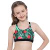 Kaerm Kids Girls Print Criss Cross Sport Training Bra Backless Straps Gym Workout Crop Top Sportwear Hibiscus Red 6 view 3