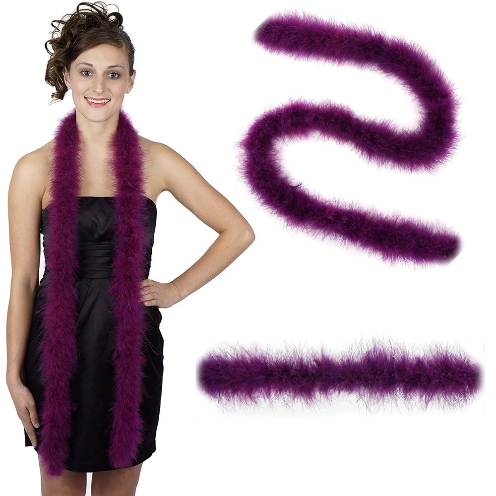 ZUCKER Marabou Feather Boas - Fluffy Costume Accessories, for Halloween Party, Carnival, Crafts, Dancing - Purple- 3-Pack