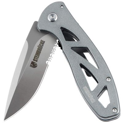 Motovecor Steinbrucke Pocket knife with 3.1- EDCFolding Knife 9Cr18Mov High Performance Stainless Steel Partially Serrated Blade with Reversible Clip,3.3Oz Titanium coated 60-61 HRC