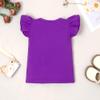 LYSMuch Toddler Baby Girls Ruffle Sleeve Shirt Plain Solid Sleeveless Tshirt Top Blouse Kids Casual Clothes(Dark Purple, 5-6X) view 3