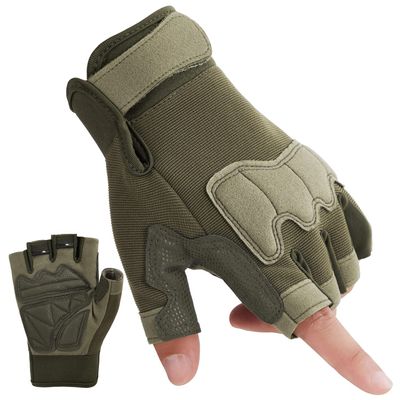 FIORETTO Fingerless Gloves for Airsoft Shooting Half Finger Hunting Hiking Cycling Driving Motorcycle Climbing Work Gloves Green Medium