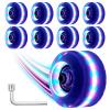 Nezylaf Light Up Roller Skate Wheels 8 Pack, 78A Hardness LED Skateboard Wheels with Premium ABEC-9 Bearings, Illuminating Roller Skate Accessories for Outdoor Indoor Quad Skates view 1