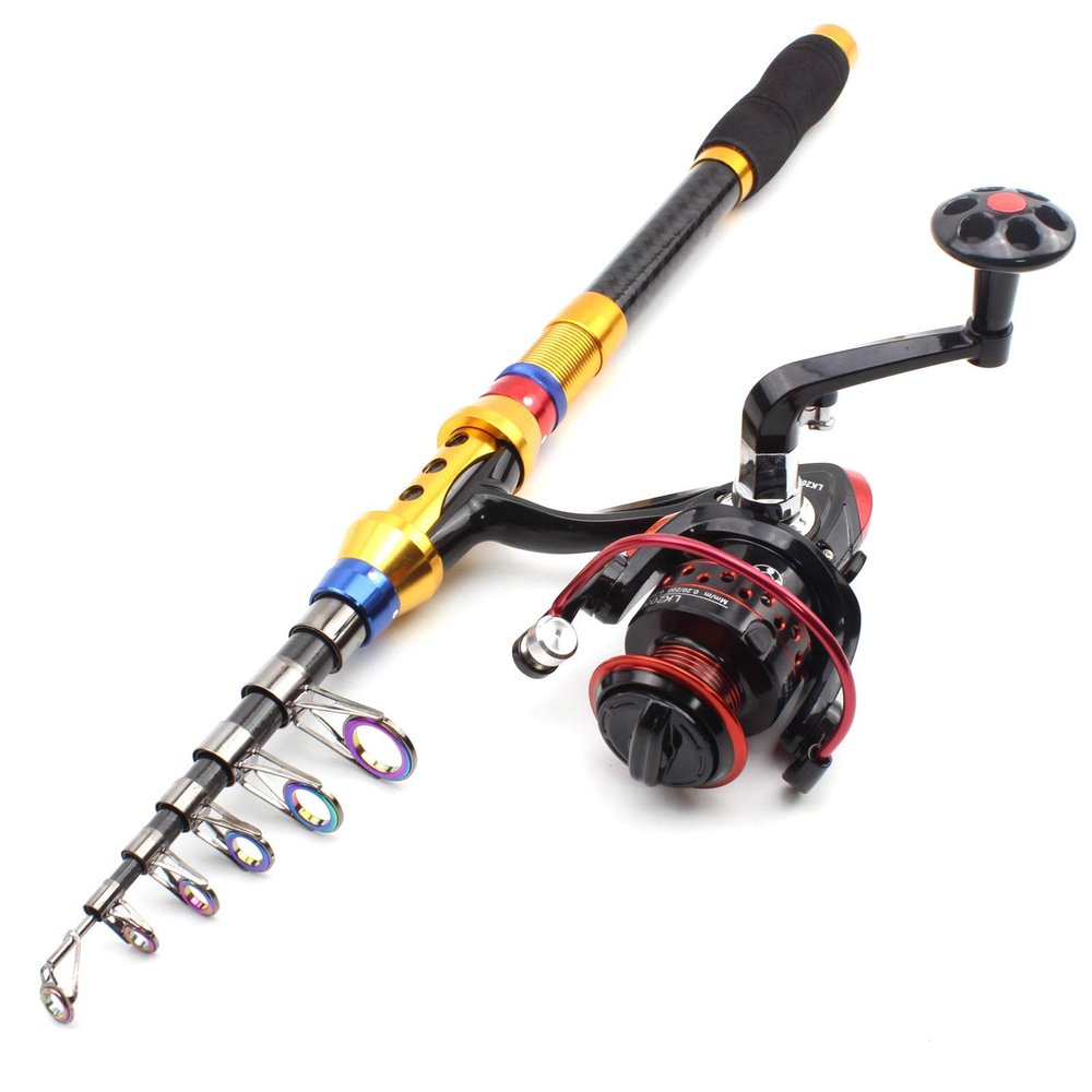 H/A ZYHYD New 1.8M-3.6M Carbon Spinning Fishing Rod Telescopic Rod + 12BB Fishing Reel Combination, Shore Throwing Fishing Reel + Bag Set Fishing Gear ZYHYD (Color : Rod+Reel, Size : 2.7 m)