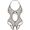 Freebily Mens One Piece Halter Neck Lace-up Mesh Bodysuit Hollow Out Bottoms Jumpsuit Nightwear Leopard One Size view 1