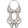 Freebily Mens One Piece Halter Neck Lace-up Mesh Bodysuit Hollow Out Bottoms Jumpsuit Nightwear Leopard One Size view 2