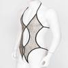 Freebily Mens One Piece Halter Neck Lace-up Mesh Bodysuit Hollow Out Bottoms Jumpsuit Nightwear Leopard One Size view 4