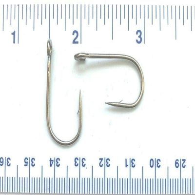 100 Gerry's Tackle 9171 6X Strong Nickel Plated Open Eye Siwash Hooks Size 2