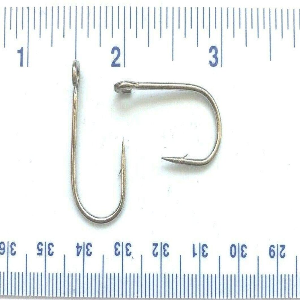 100 Gerry's Tackle 9171 6X Strong Nickel Plated Open Eye Siwash Hooks Size 2