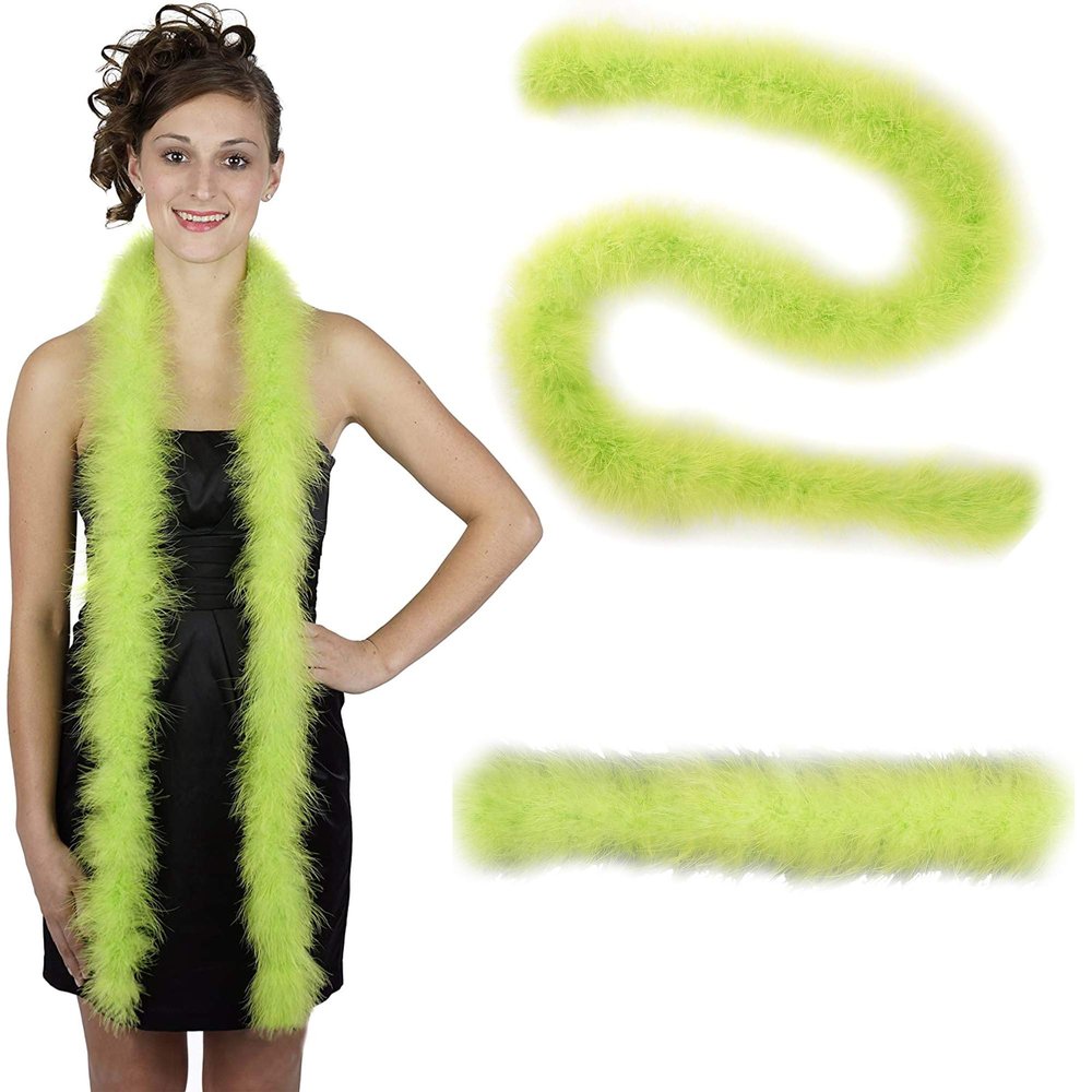 ZUCKER Marabou Feather Boas - Fluffy Costume Accessories, for Halloween Party, Carnival, Crafts, Dancing - Lime - 3-Pack