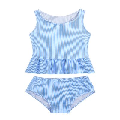 YONGHS Toddler Baby Girls Summer Swimsuit Ruffle Swimwear Bikini Tankini Set Two Piece Bathing Suits Blue 12-18 Months