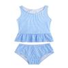 YONGHS Toddler Baby Girls Summer Swimsuit Ruffle Swimwear Bikini Tankini Set Two Piece Bathing Suits Blue 12-18 Months view 1