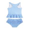 YONGHS Toddler Baby Girls Summer Swimsuit Ruffle Swimwear Bikini Tankini Set Two Piece Bathing Suits Blue 12-18 Months view 2