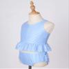 YONGHS Toddler Baby Girls Summer Swimsuit Ruffle Swimwear Bikini Tankini Set Two Piece Bathing Suits Blue 12-18 Months view 4