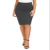 EXCHIC Women's High Waist Bodycon Pencil Skirt Stretchy Knee Length Midi Skirts for Busines Casual (Heather Grey, XX-Large) view 2