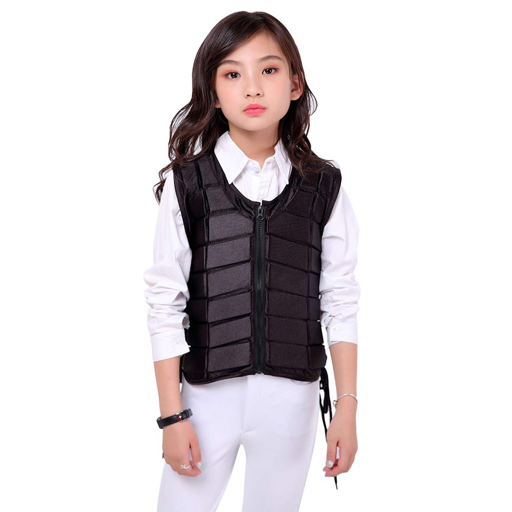 UNISTRENGH Unisex Kids Equestrian Protective Vest EVA Padded Safety Horse Riding Protective Gear Body Protector Guard Shock Absorption Waistcoat (Black, CM)