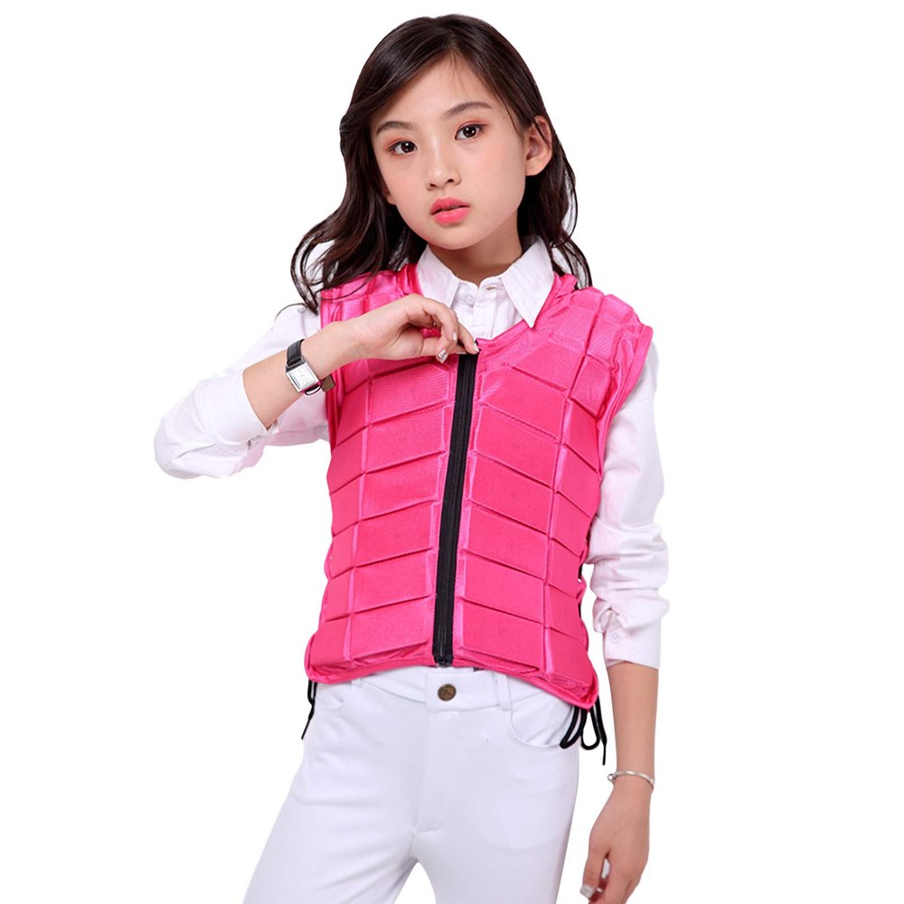 UNISTRENGH Unisex Kids Equestrian Protective Vest EVA Padded Safety Horse Riding Protective Gear Body Protector Guard Shock Absorption Waistcoat (Pink, CL)