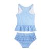 Yeahdor Baby Girls Two Piece Swimsuit Striped Ruffles Tank Top with Bottoms Beach Bathing Suit Blue 1-2 view 1