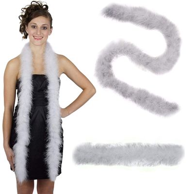 ZUCKER Marabou Feather Boas - Fluffy Costume Accessories, for Halloween Party, Carnival, Crafts, Dancing - Silver - 3-Pack