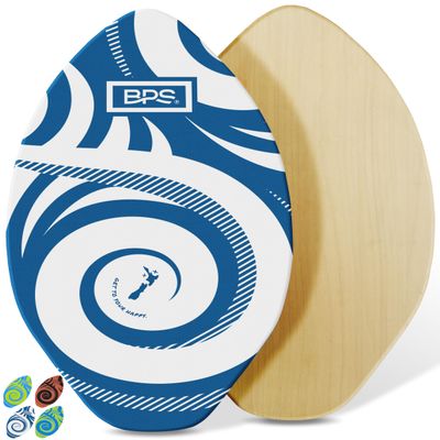 BPS Koru 30 inch Skimboards with Colored EVA Grip Pad and High Gloss Clear Coat | Wooden Skim Board with Grip Pad for Kids and Adults | Dark Blue with White Accent