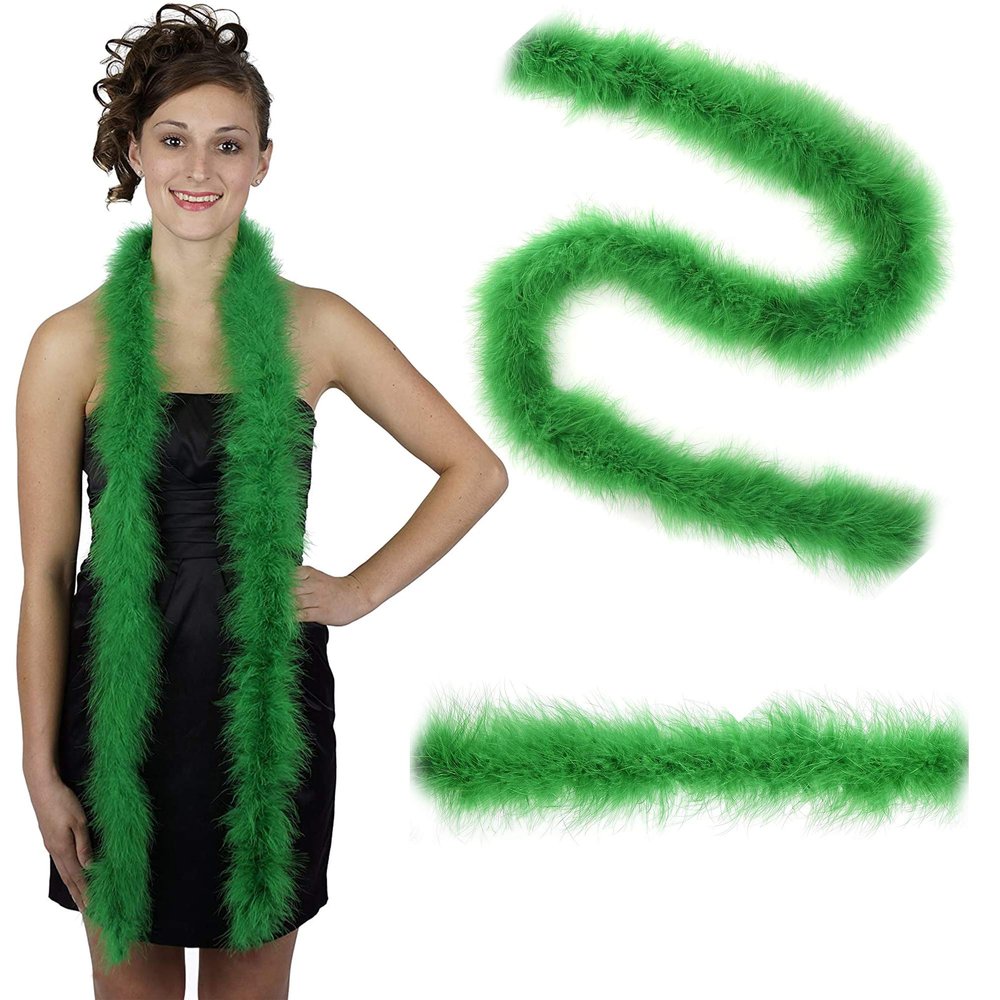 ZUCKER Marabou Feather Boas - Fluffy Costume Accessories, for Halloween Party, Carnival, Crafts, Dancing - Kelly - 3-Pack