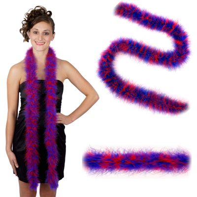 ZUCKER Marabou Feather Boas - Fluffy Costume Accessories, for Halloween Party, Carnival, Crafts, Dancing - Purple, Red and Purple - 3-Pack