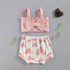 FYBITBO Infant Baby Girl Ribbed Cami Bow-Tie Crop Top+Rainbow Bloomers Shorts Summer Clothes Outfits Set (6-12 Months,Pink Rainbow) view 4