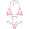 Freebily Womens Halter Lace-up Bra Tops with Mini Briefs 2Pcs Bikini Lingerie Set Swimwear Suits Pink One Size view 1