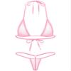 Freebily Womens Halter Lace-up Bra Tops with Mini Briefs 2Pcs Bikini Lingerie Set Swimwear Suits Pink One Size view 2