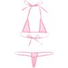 Freebily Womens Halter Lace-up Bra Tops with Mini Briefs 2Pcs Bikini Lingerie Set Swimwear Suits Pink One Size view 3