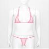 Freebily Womens Halter Lace-up Bra Tops with Mini Briefs 2Pcs Bikini Lingerie Set Swimwear Suits Pink One Size view 4