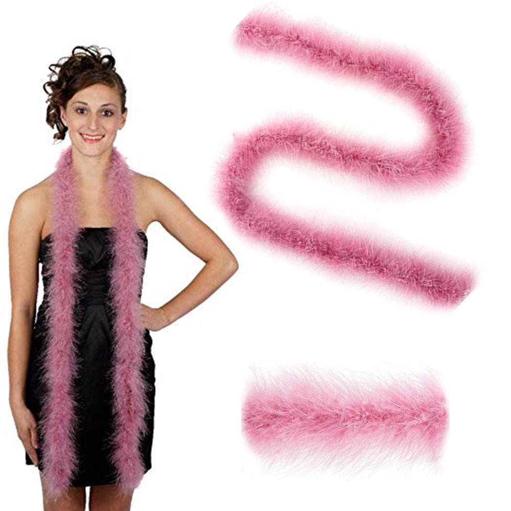 ZUCKER Marabou Feather Boas - Fluffy Costume Accessories, for Halloween Party, Carnival, Crafts, Dancing - Dusty Rose - 3-Pack