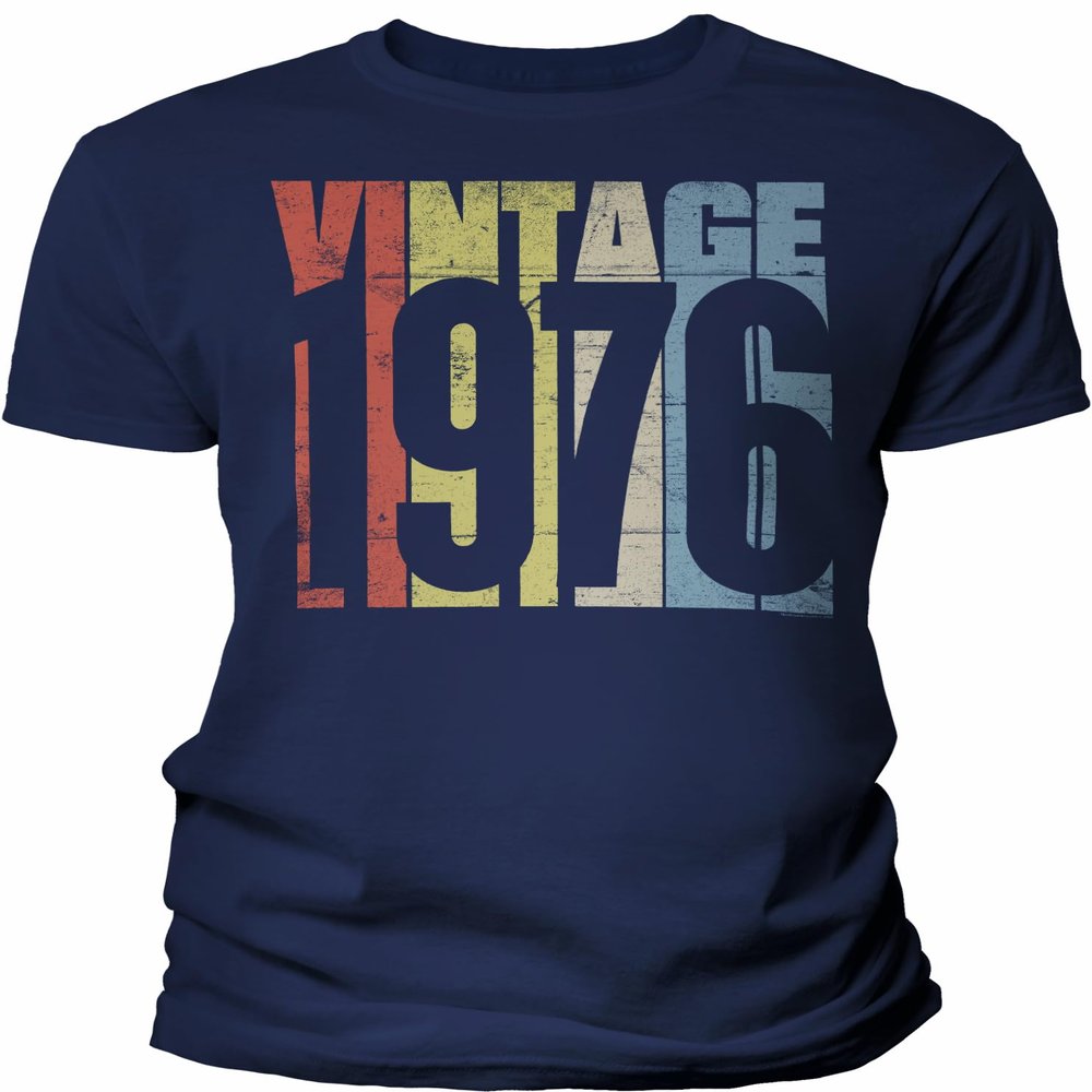 1976 Birthday Shirt for Men - Vintage 1976 Retro - 015-50th Birthday Gift - F/Navy-4X