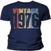 1976 Birthday Shirt for Men - Vintage 1976 Retro - 015-50th Birthday Gift - F/Navy-4X view 1