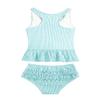 renvena Girls Baby 2Pcs Stripes Printed Swimwear Ruched Tank Top with Briefs Bathing Suit Beachwear Summer Set Mint Green 2-3 view 2