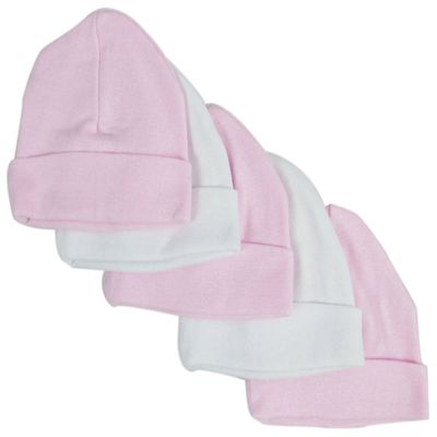 Baby Caps44; Pink & White - Pack of 5