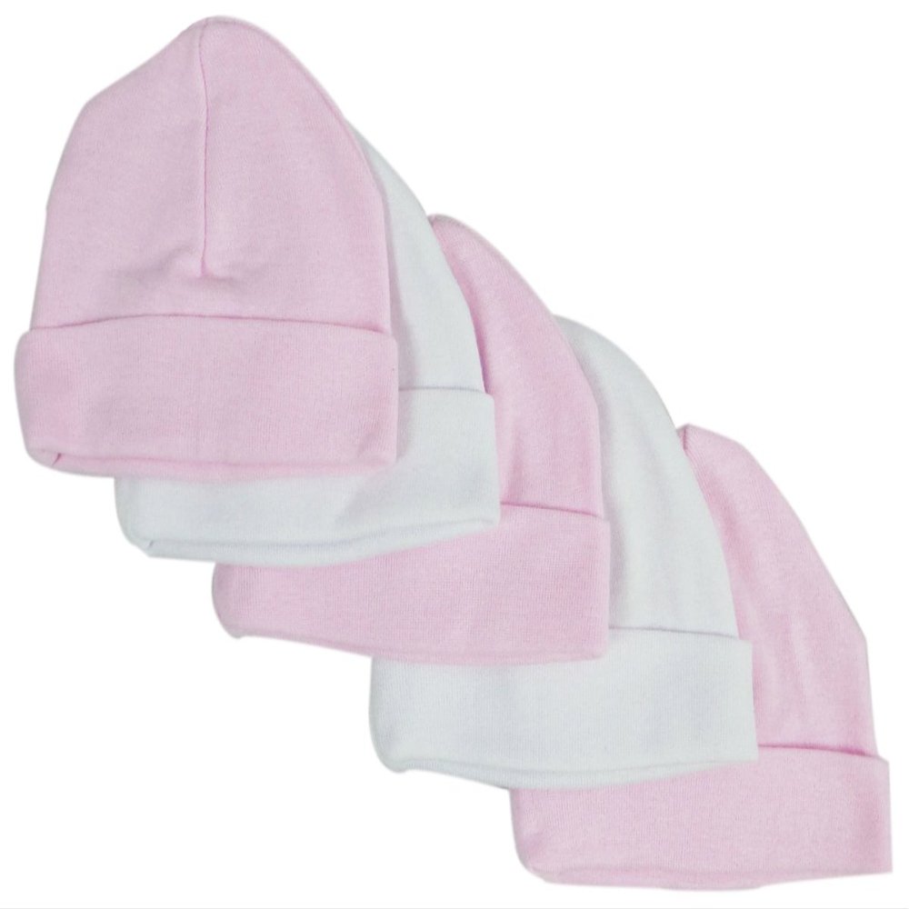 Baby Caps44; Pink & White - Pack of 5