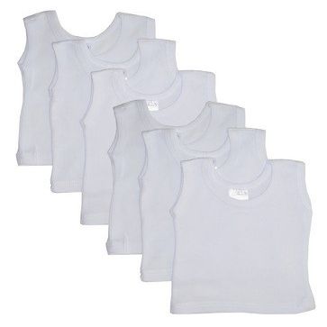 212 Main Rib Knit White Sleeveless Tank Top Shirt, Medium - Pack of 6