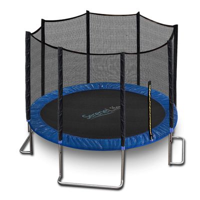 SereneLife 8FT Trampoline Outdoor Heavy-Duty Backyard Trampoline for Kids and Adults with Wide Jumping Surface, Stable L-Shaped Legs, Safety Net, Supports 264 lbs.,ASTM Approved, 96 x 94 IN