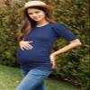 LaClef Women's Maternity Puff Sleeve Ribbed T-Shirt Top (Navy, Medium) view 2