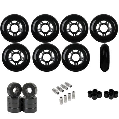 Players Choice Replacement Inline Skate Wheels Outdoor with Hybrid Ceramic Bearings - Black 80mm 89A