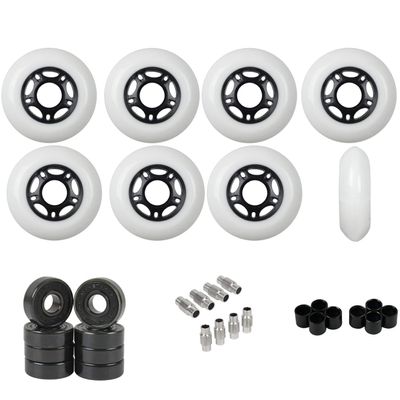 Players Choice Replacement Inline Skate Wheels Outdoor with Hybrid Ceramic Bearings - White 80mm 89A