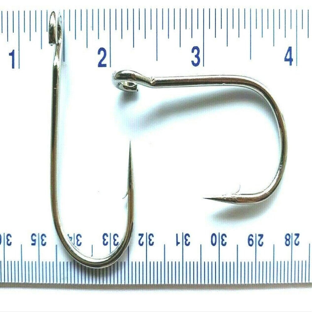 1000 Gerry's Tackle 9171 6X Strong Nickel Plated Open Eye Siwash Hooks Size 4/0
