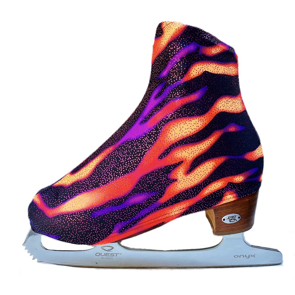 Ice Fire 1 Pair Skate Boot Covers | Durable Boot Protector for Ice/Figure/Roller Skate | Universal Size | Skating Accessory- Tiger Fever