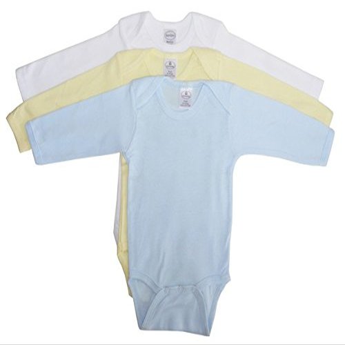 Boys Rib Knit Assorted Pastel Long Sleeve Onezie44; New Born - Pack of 3
