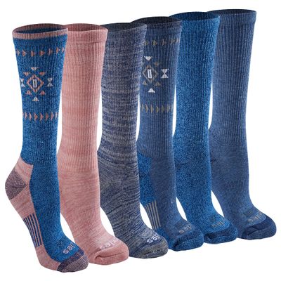 Dickies Women's Dri-Tech Fashion Moisture Control Crew Socks (5/6/12 Pairs) (S-XL), Denim Tribal (6-Pairs), Medium